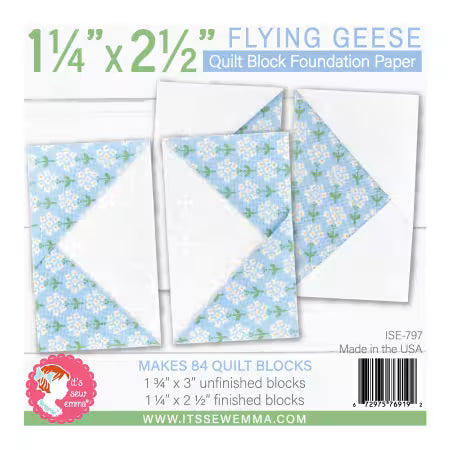 1-1/4in x 2-1/2in Flying Geese Quilt Block Foundation Paper by It's Sew Emma