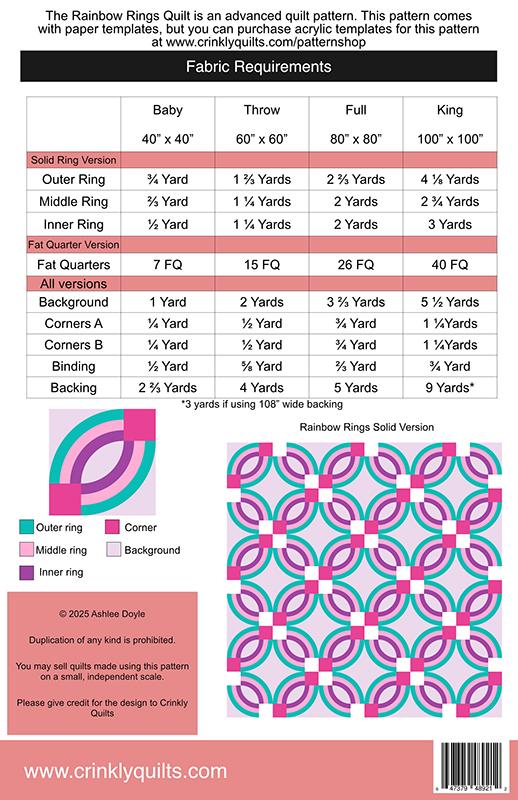 Rainbow Rings Quilt Pattern
