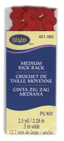 Wrights Medium Rick Rack Trim — Red