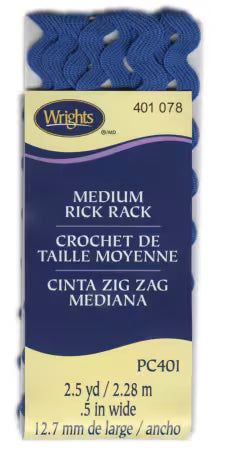 Wrights Medium Rick Rack Trim — Yale Blue