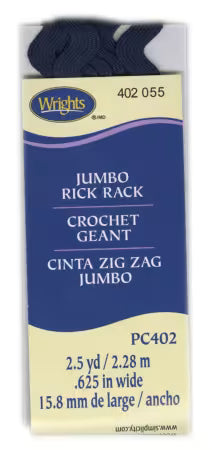 Wrights Jumbo Rick Rack Trim — Navy