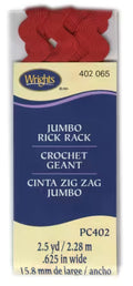 Wrights Jumbo Rick Rack Tape — Red