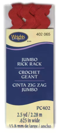 Wrights Jumbo Rick Rack Tape — Red