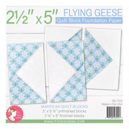 2 1/2" x 5" Flying Geese Quilt Block Foundation Paper by It's Sew Emma