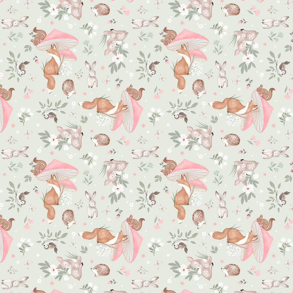 Cuddly Critter Garden Light Green - Sweet Woodland by 3 Wishes Fabric