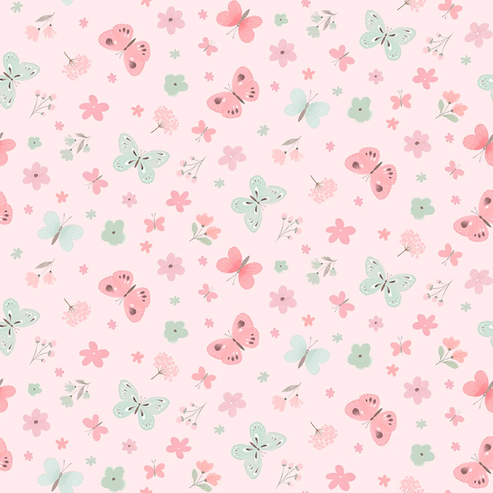 Fluttering Petal Parade Pink - Sweet Woodland by 3 Wishes Fabric