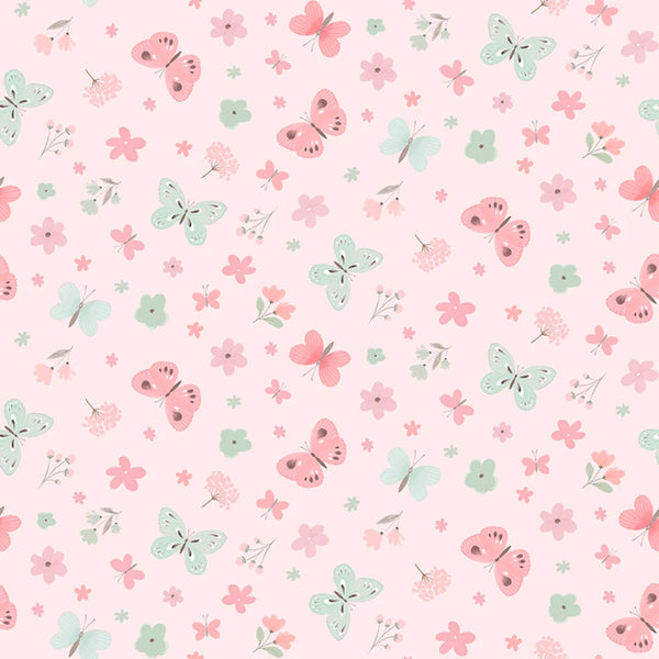Fluttering Petal Parade Pink - Sweet Woodland by 3 Wishes Fabric