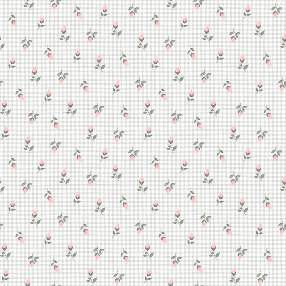 Rosey Gingham White - Sweet Woodland by 3 Wishes Fabric