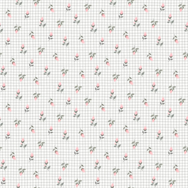 Rosey Gingham White - Sweet Woodland by 3 Wishes Fabric