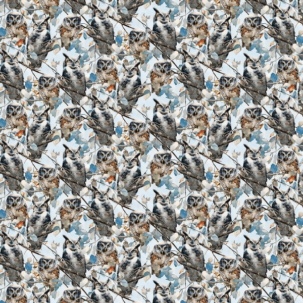 Forest Wisdom Light Blue - Blue Autumn by 3 Wishes Fabric