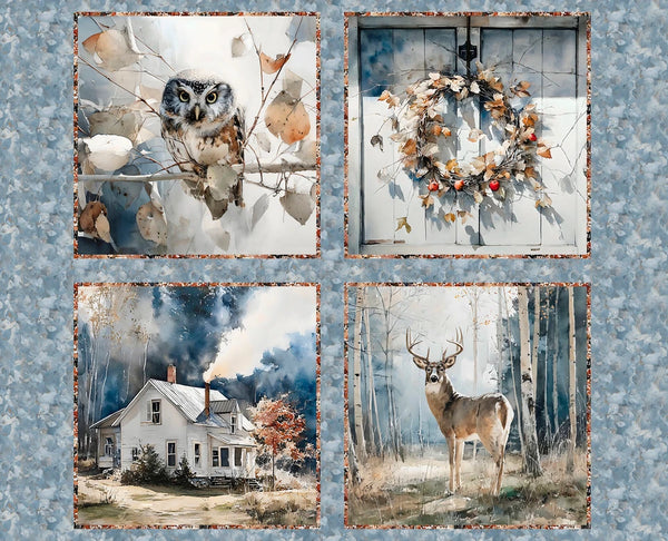 Blue Autumn 36" Panel Multicolor - 3 Wishes Fabric