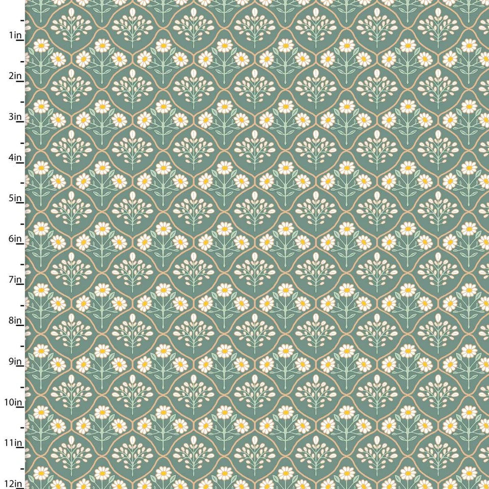 Out on a Limb Wildflower Whimsy Cotton Fabric | Green - 24747