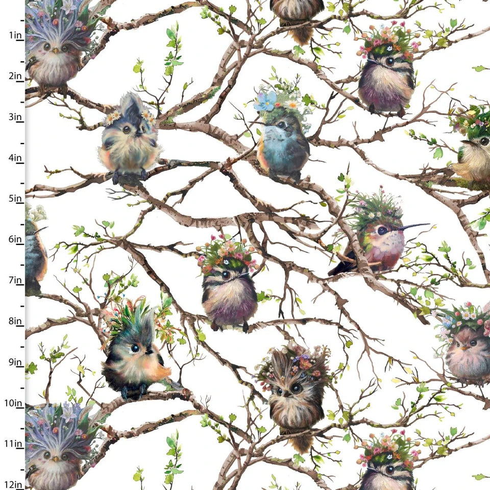 Out on a Limb Birdsong in Bloom Cotton Fabric | Multi - 24748