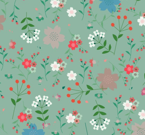 My Little Garden Eco-Laminated Cotton - Pistachio