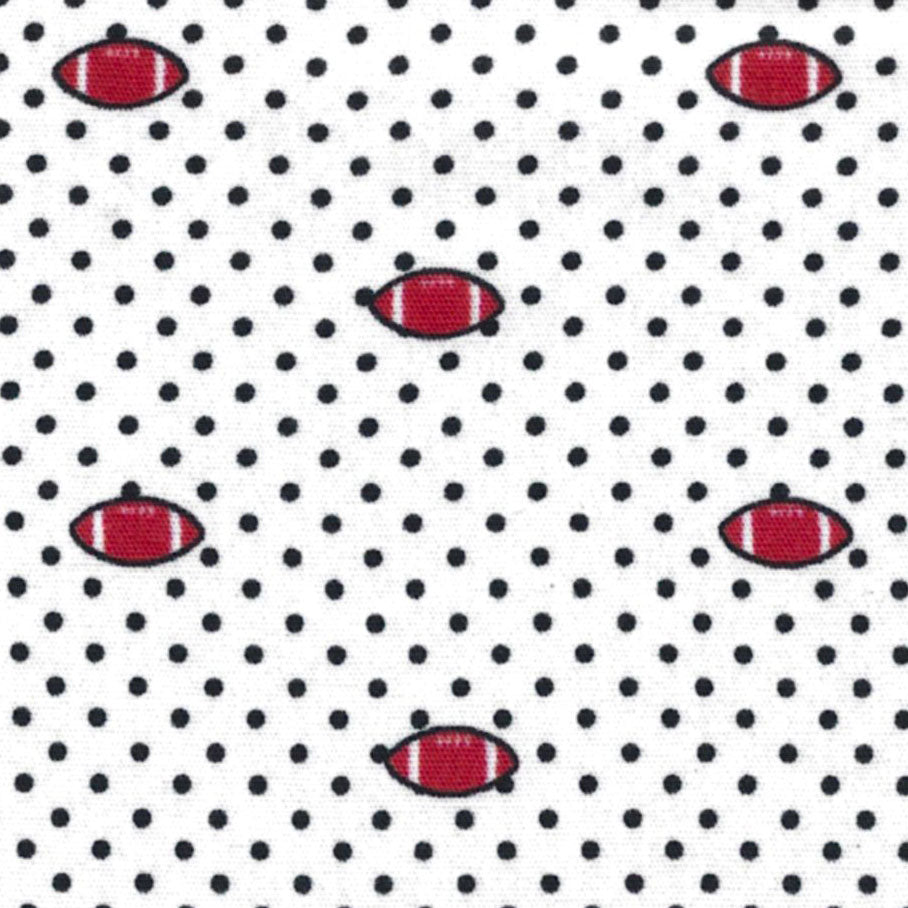 Fabric Finders Red & Black Football and Polka Dot Print #2830