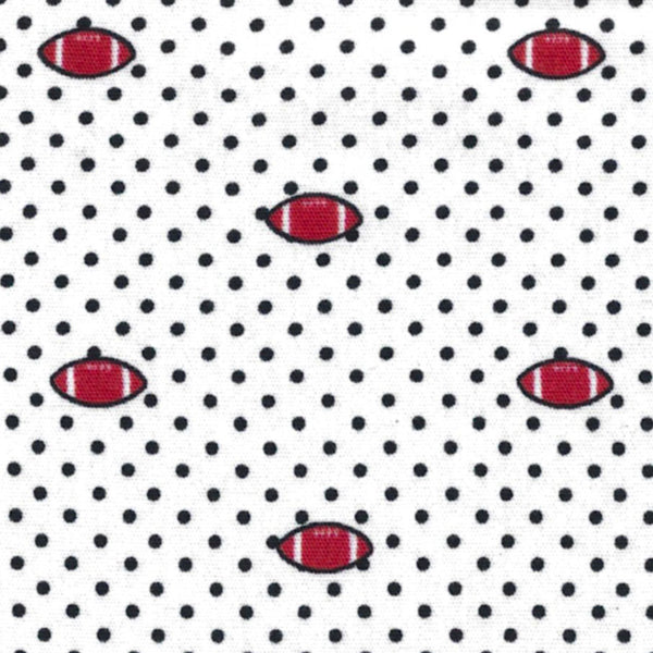 Fabric Finders Red & Black Football and Polka Dot Print #2830