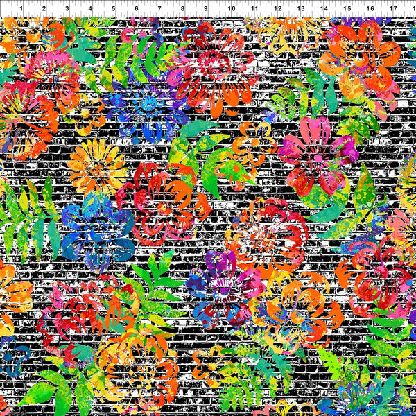 Urban Jungle II Brick Floral Multi Quilting Cotton | In The Beginning Fabrics 2UJB 1