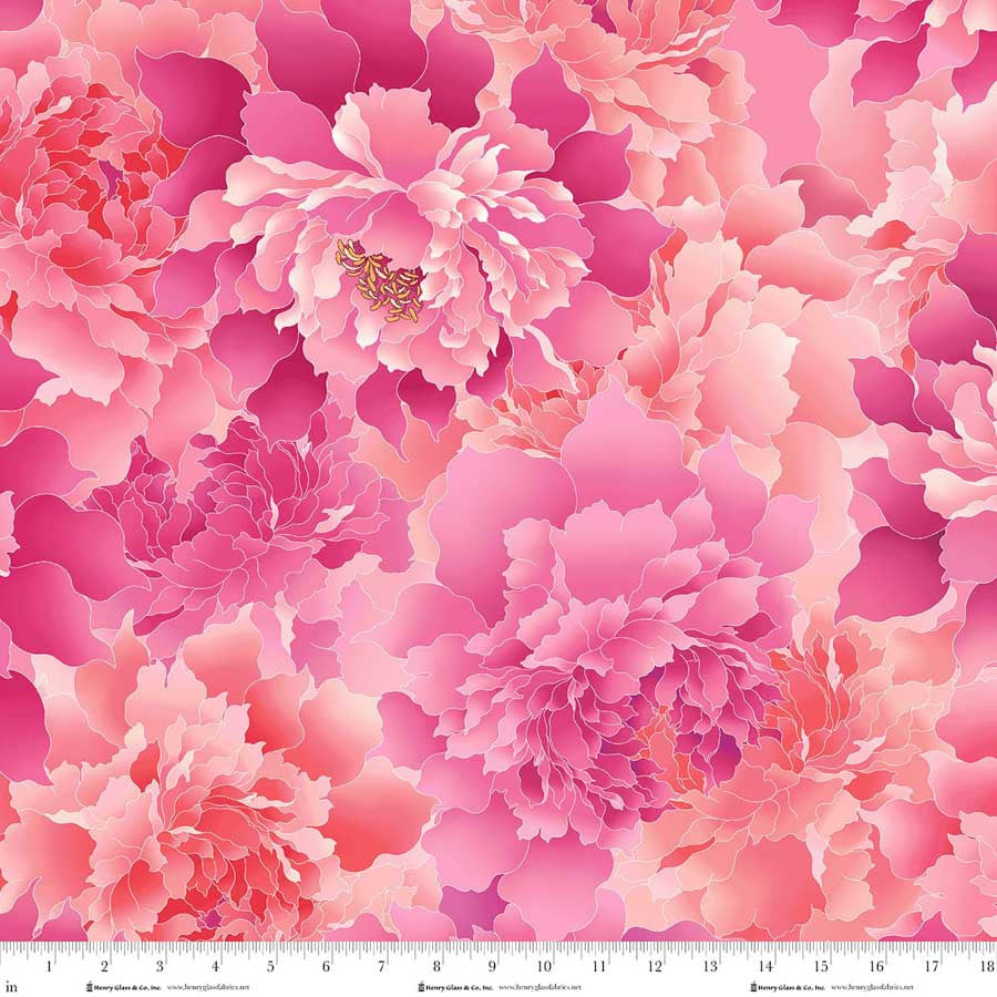 Peony Paradise in Pink Wideback 118" for Henry Glass Fabrics