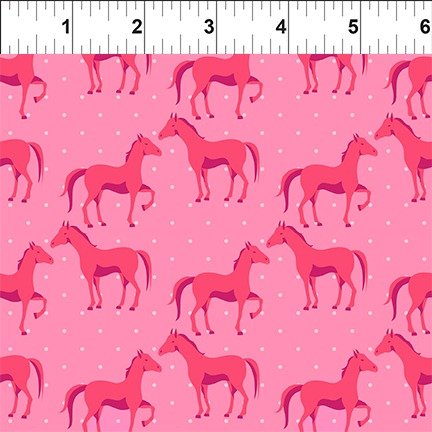 Go Cowgirl! Pink Horses Cotton Fabric | In The Beginning Fabrics