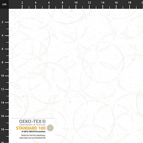 Snow Crystals Circles & Small Stars - White/Pearl - Stof Fabrics