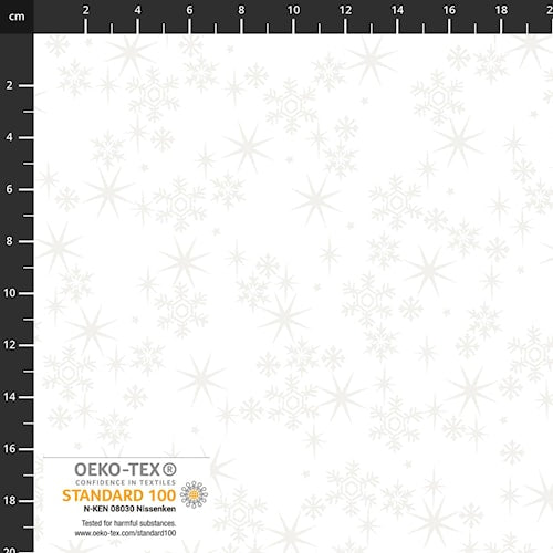 Snow Crystals Snow Crystals & Stars - White/Pearl - Stof Fabrics