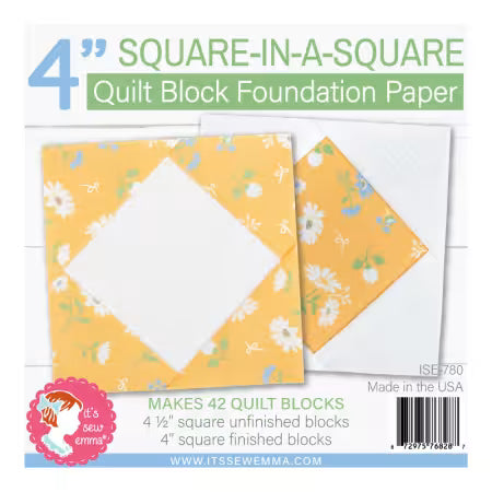 4in Square in a Square Quilt Block Foundation Paper