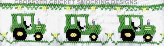 Little Green Tractors Smocking Plate #520 — Cross Eyed Cricket
