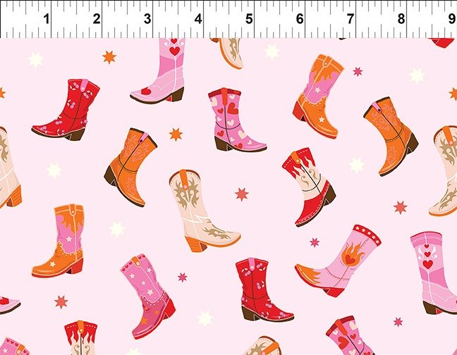 Go Cowgirl! Pink Boots Cotton Fabric | In The Beginning Fabrics