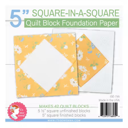 5in Square in a Square Quilt Block Foundation Paper by It's Sew Emma