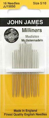 John James Milliners/Straw Needles Size 5/10 Blister Pack