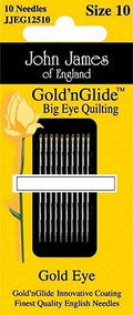 John James Golden Glide Big Eye Quilting Needles Size 10 (Box of 12)
