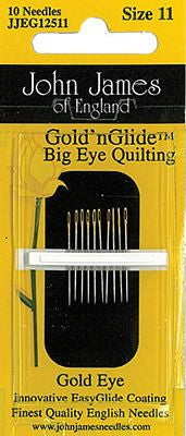 John James Golden Glide Big Eye Quilting Needles Size 11 (Box of 12)