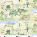 Classic Winnie Hundred Acre Wood Map Cotton Fabric | Light Green