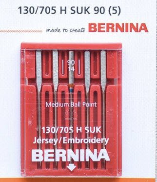 BERNINA Needles 130/705 H SUK 90 – Size 90/14 Jersey & Stretch (Pack of 5)