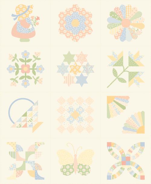 Handmade Sweetness Quilt Blocks Quilting Cuddle Panel, 36" × 44" | Moda
