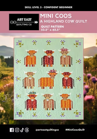 Mini Coos Highland Cow Quilt Pattern - Art East Quilting Co - AEMC1123