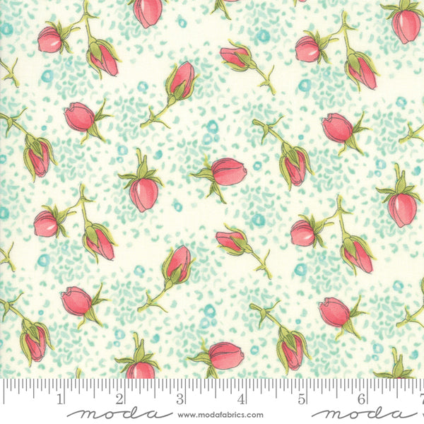 Abby Rose Cream with Pink Rose Buds