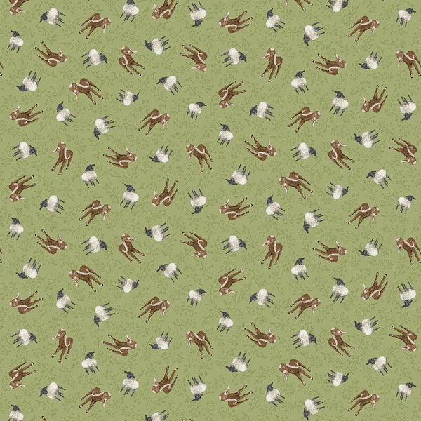 A Beautiful Day Collection with Goats and Sheep All Over in Green