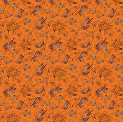 A Flutter of Leaves Collection in Orange Toile