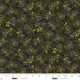 Ashdown Forest Collection with Flowering Vine Toss in Dark Chocolate for Studio E Fabrics