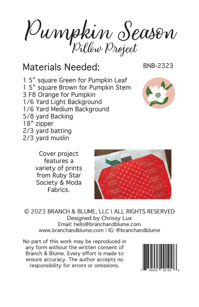 Pumpkin Season Pillow Pattern