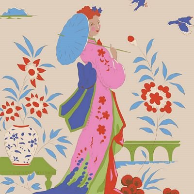Bloomsville Collection with Garden Vista in Dove by Tilda