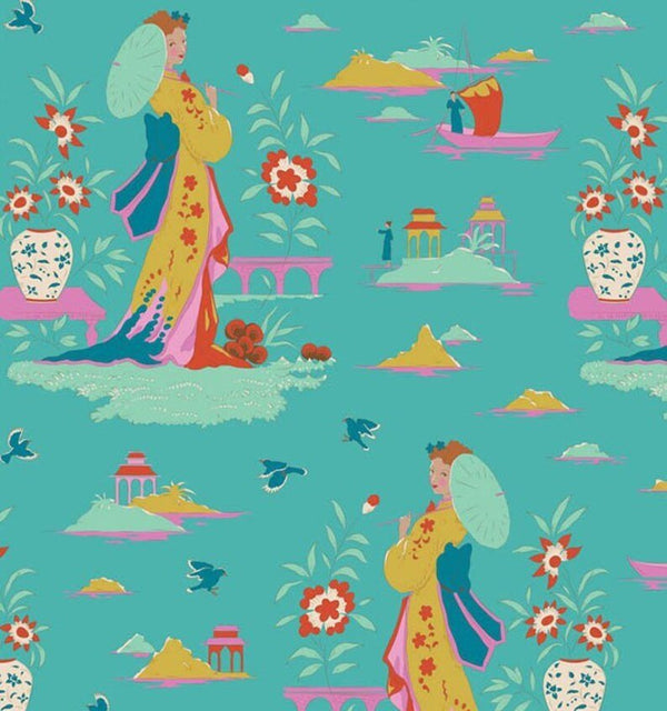Bloomsville Collection with Garden Vista in Turquoise by Tilda