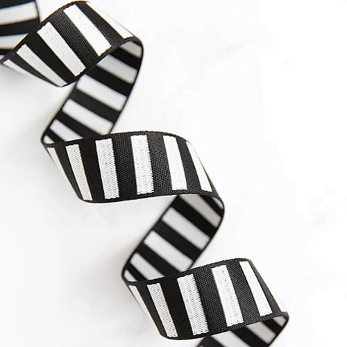 Bold Stripe Black White Webbing (1.5")