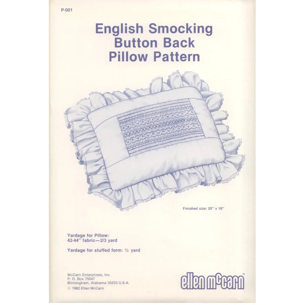 Button-Back Pillow: A Smocking Pattern by Ellen McCarn
