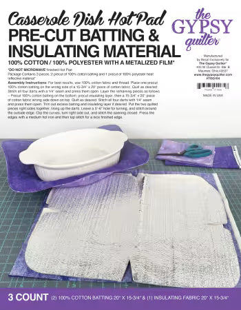 Casserole Dish Hot Pad Pre-Cut Batting from the Gypsy quilter