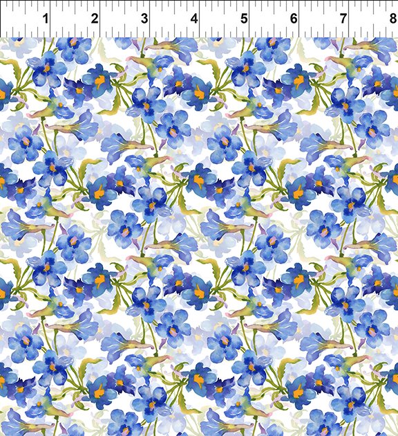 Decoupage Collection by Jason Yenter in Blue Flowers for In the Beginning Fabrics