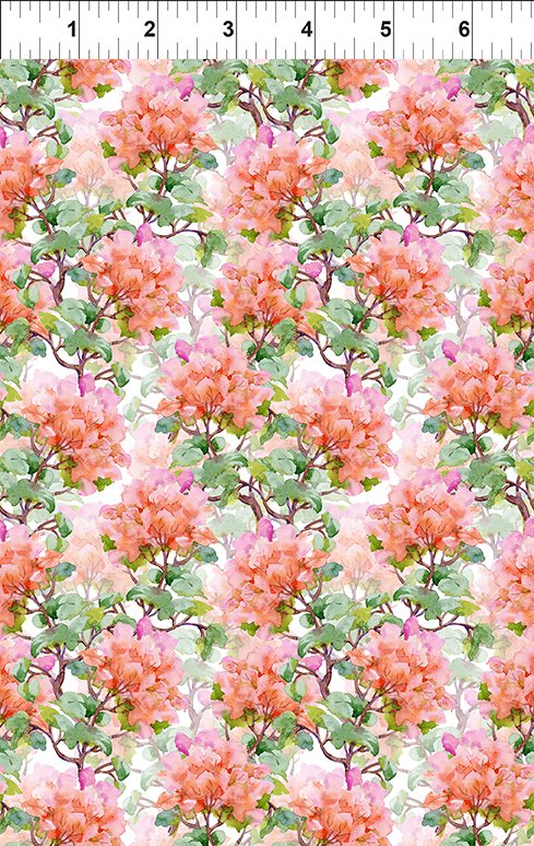 Decoupage Collection by Jason Yenter in Salmon Rhododendron for In the Beginning Fabrics
