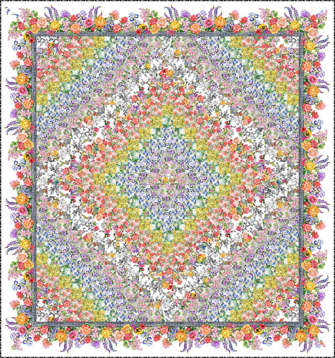 Decoupage Trip Quilt Pattern by Jason Yenter in Toile Black for In the Beginning Fabrics