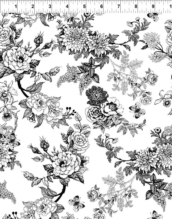 Decoupage Collection by Jason Yenter in Black Toile for In the Beginning Fabrics